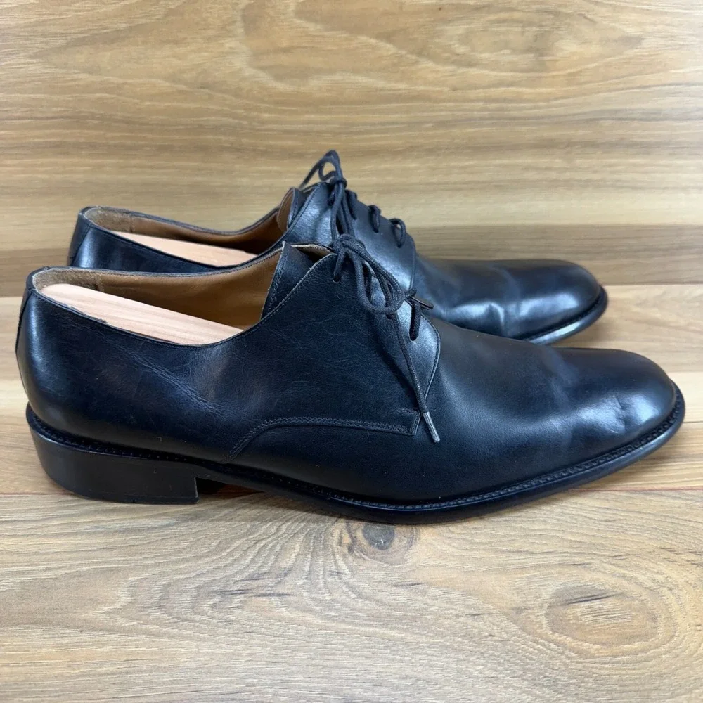 Palenzo Collezioni Mens Oxfords Size 10 Black Leather‎ Lace Up Dress Shoes
